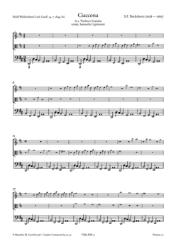 S.F. Bockshorn, Ciaccona Violino e Viola da Gamba - Score sample