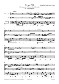 J.-M. Leclair, Sonata a 3, Ré maj., op. 2, no. 8 - Score sample