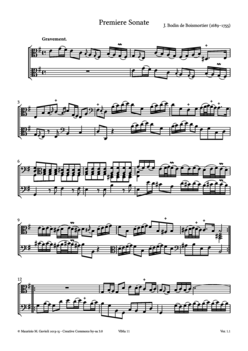 J. de Boismortier, Op. 10, Sonates a 2 violes - Score sample