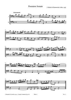 J. de Boismortier, Op. 14, Sonates a 2 basses - Score sample