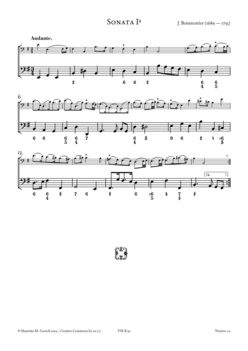 J. de Boismortier, Op. 50, Sonates pour les violoncelles - Score sample
