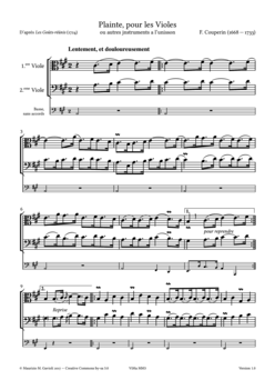 F. Couperin, ...pour les Violes - Score sample