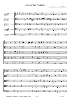 J. Dowland, Lachrimae - Score sample