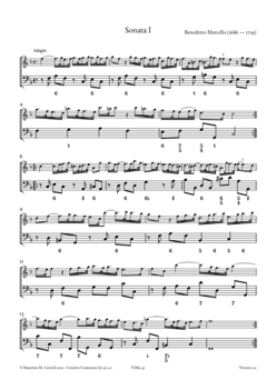 B. Marcello, 12 Sonatas for Recorder & B.c., op. 2 - Score sample