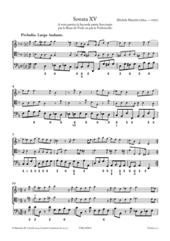 M. Mascitti, Trio-sonata no. XV op. 6 (V.no, V.d.G./ Vlc., B.c.) - Score sample