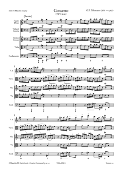 G.P. Telemann, Concerto in A min TWV 52:a1 - Score sample