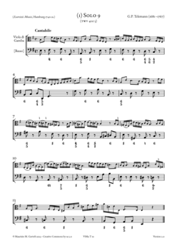 G.P. Telemann, 10 – Instr. Works with Viola da Gamba, TWV 41 - Score sample