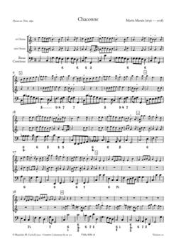 M. Marais, Chaconnes & Passacailles à 3 (from “Pièces en Trio”) - Score sample